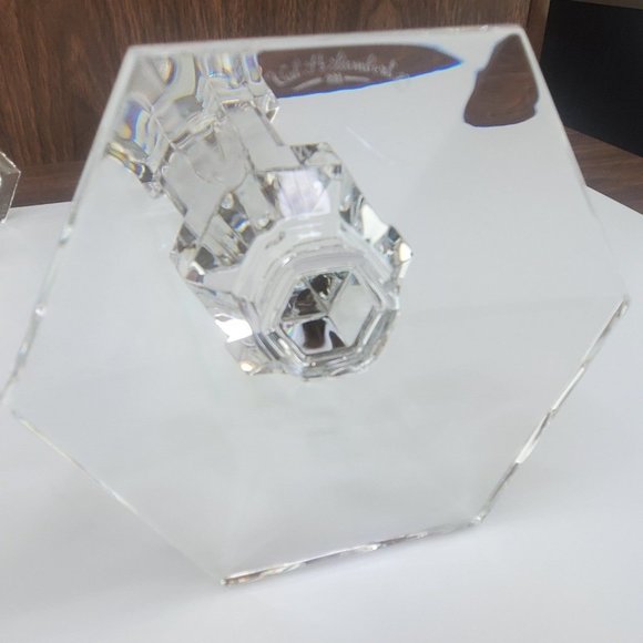 Vintage Val St. Lambert Crystal Gardenia 9" Candlesticks - Picture 10 of 11